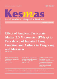 Kesmas : Jurnal Kesehatan Masyarakat Nasional (Volume 10 No 4)